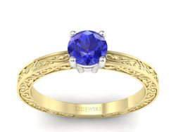 Pierścionek z szafirem żółte i białe złoto 585 - p16278zbszc
