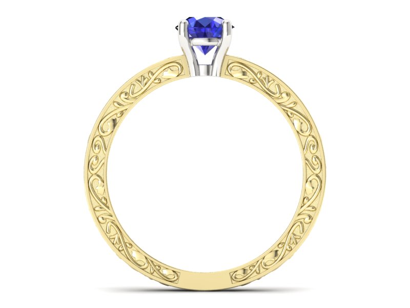 Pierścionek z szafirem żółte i białe złoto 585 - p16278zbszc