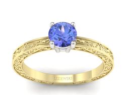 Pierścionek z tanzanitem żółte białe złoto - p16278zbt