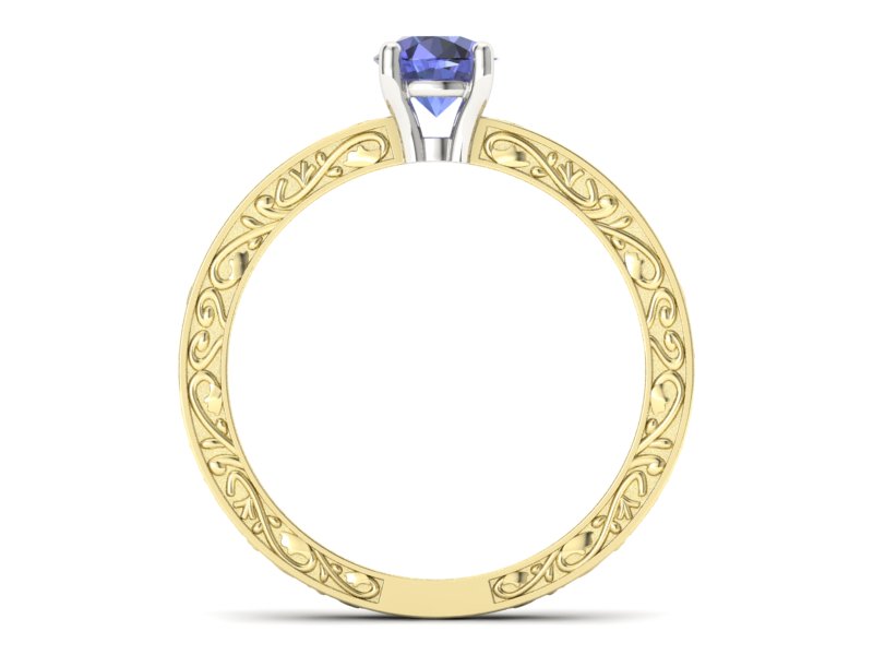Pierścionek z tanzanitem żółte białe złoto - p16278zbt