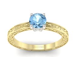 Pierścionek z topazem żółte białe złoto 585 - p16278zbtp