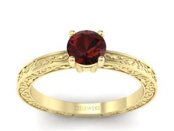 Złoty Pierścionek z granatem żółte złoto 585 - p16278zgr