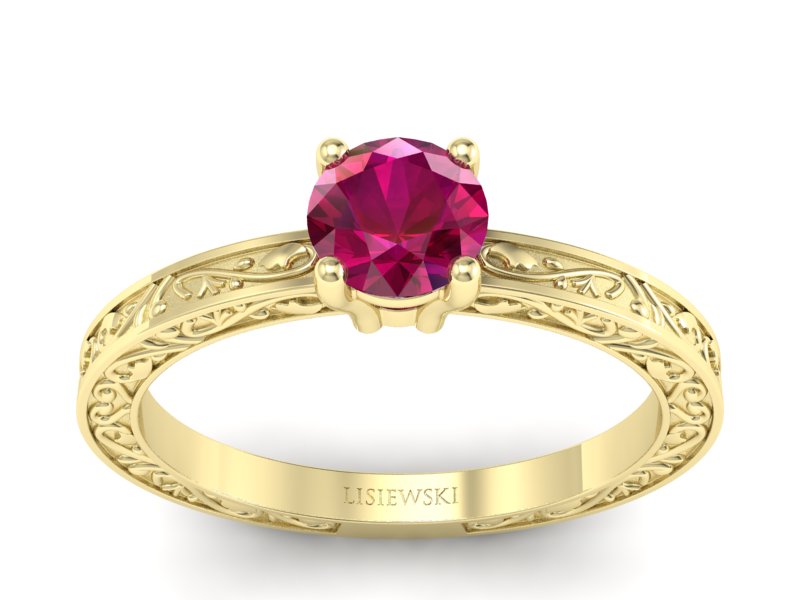 Złoty pierścionek z rubinem żółte złoto - p16278zr - 1