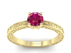 Złoty Pierścionek z rubinem żółte złoto próby 585 - p16278zr