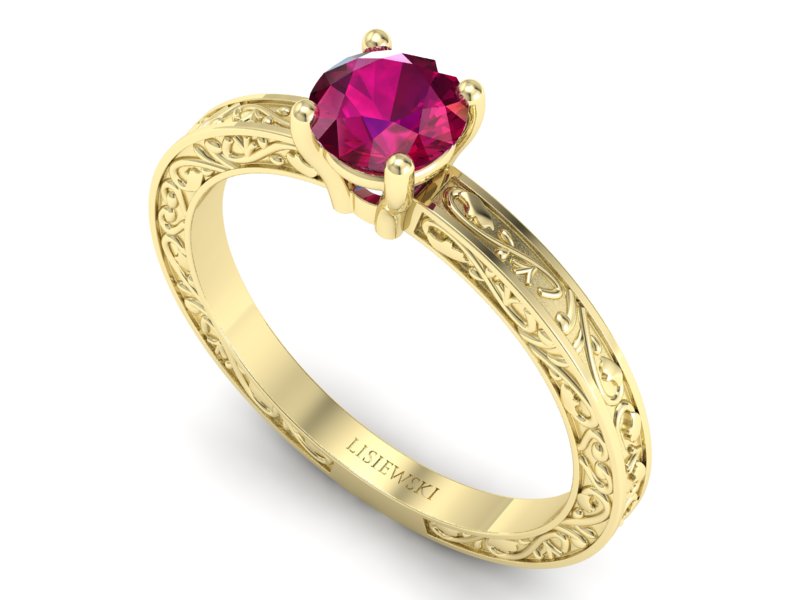 Złoty pierścionek z rubinem żółte złoto - p16278zr - 3