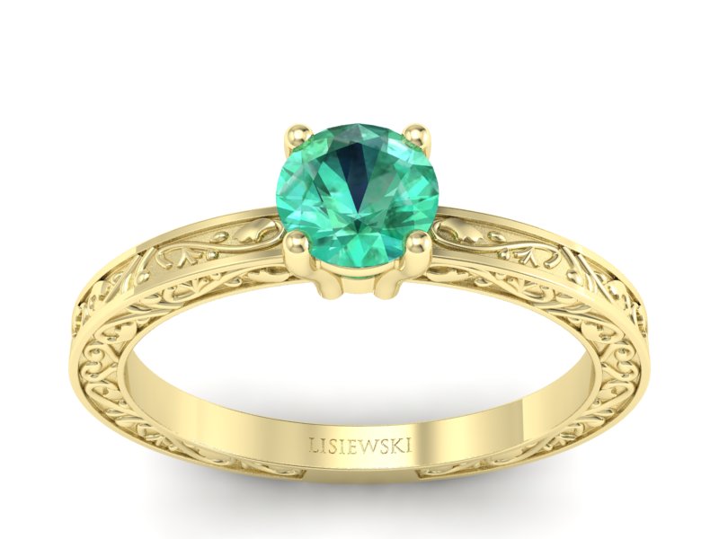 Złoty pierścionek ze szmaragdem żółte złoto - p16278zsm - 1