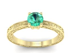 Złoty Pierścionek ze szmaragdem żółte złoto 585 - p16278zsm