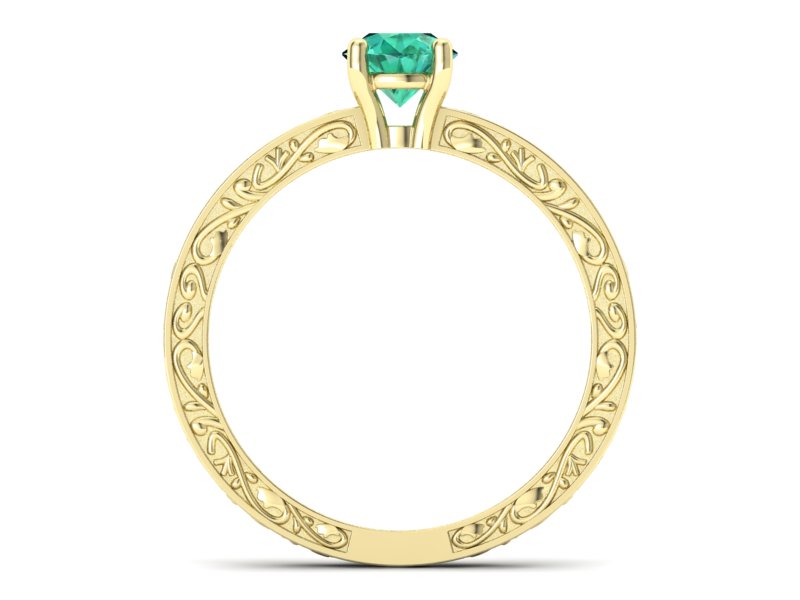 Złoty pierścionek ze szmaragdem żółte złoto - p16278zsm - 2