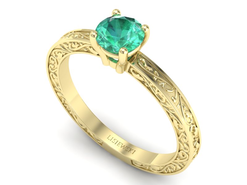 Złoty pierścionek ze szmaragdem żółte złoto - p16278zsm - 3