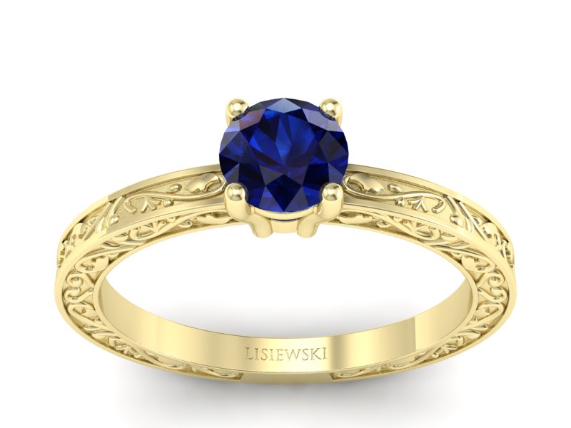 Złoty pierścionek z szafirem żółte złoto - p16278zsz - 1