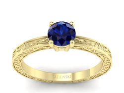 Złoty Pierścionek z szafirem żółte złoto 585 - p16278zsz
