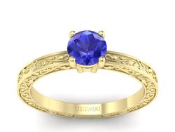 Złoty Pierścionek z szafirem żółte złoto szafir - p16278zszc