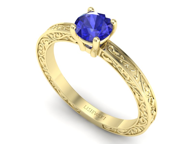 Złoty Pierścionek z szafirem żółte złoto szafir - p16278zszc