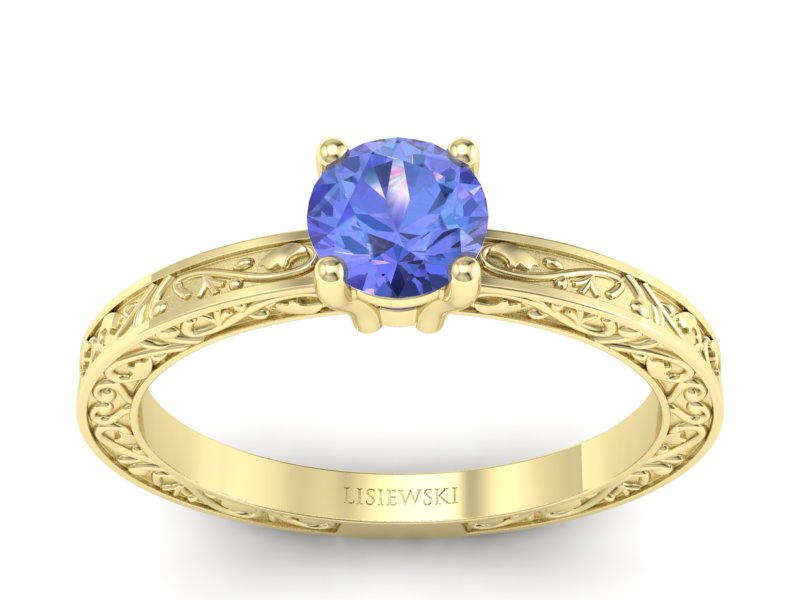 Złoty pierścionek z tanzanitem żółte złoto - p16278zt - 1