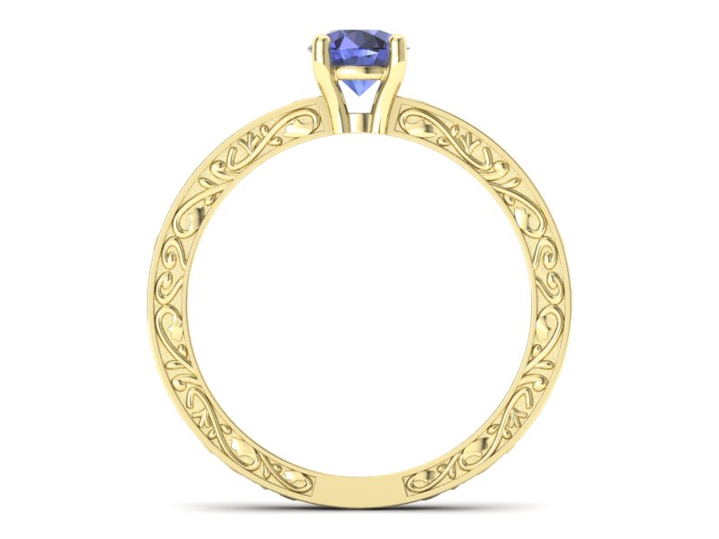 Złoty Pierścionek z tanzanitem żółte złoto 585 - p16278zt