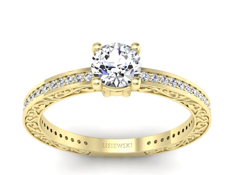 Złoty pierścionek ze złota z diamentami - p16279z - 1