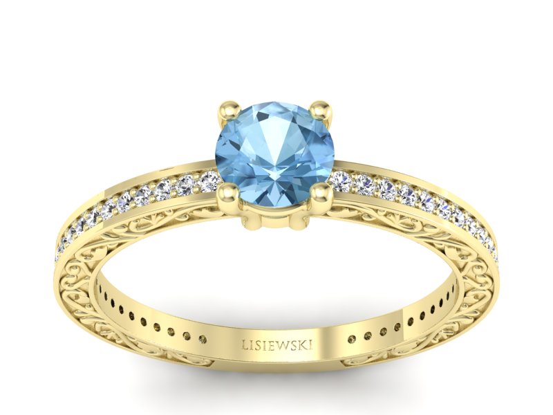 Złoty pierścionek z topazem i brylantami - p16279za - 1