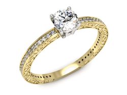 Pierścionek z diamentami żółte i białe złoto 585 - p16279zb