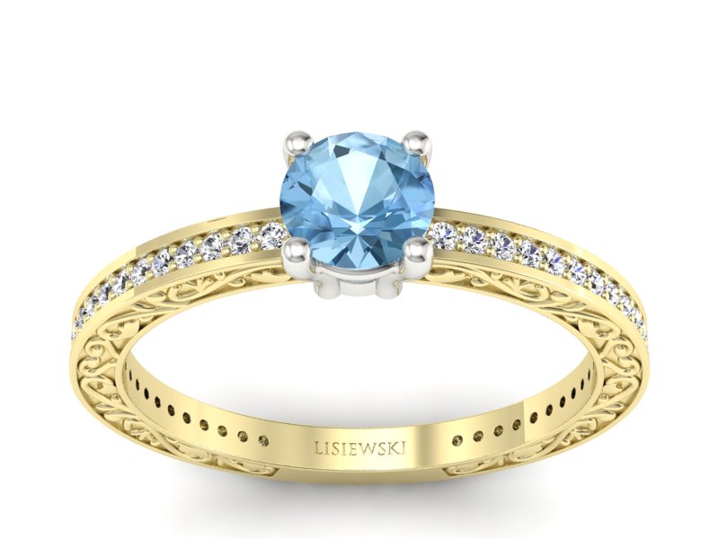 Pierścionek z topazem i brylantami - p16279zba - 1