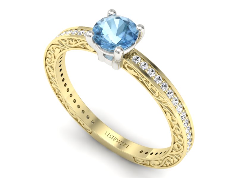 Pierścionek z topazem i brylantami - p16279zba - 3