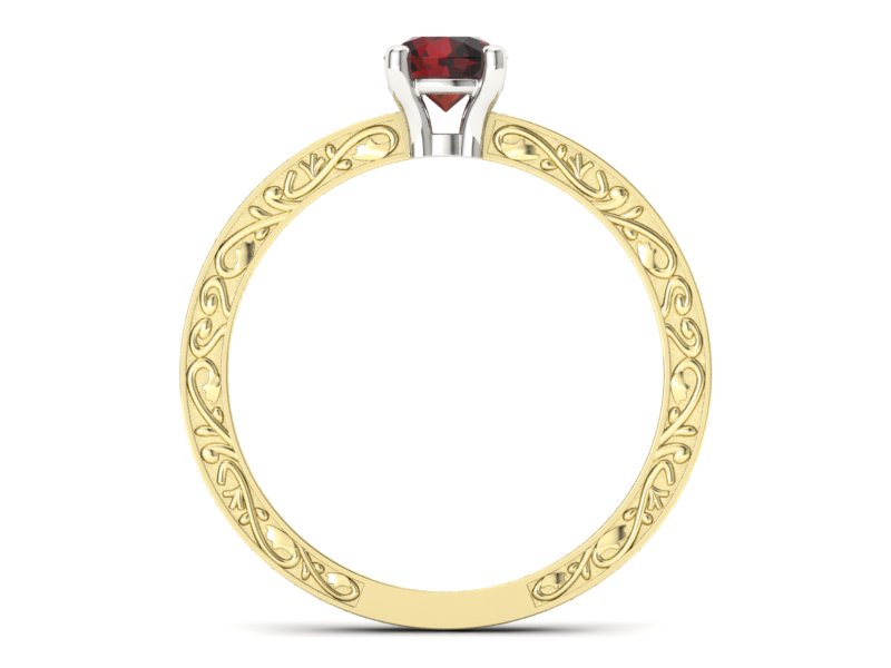 Złoty pierścionek z granatem i diamentami - p16279zbgr - 2