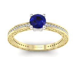 Złoty pierścionek ze spinelem i brylantami - p16279zbsp