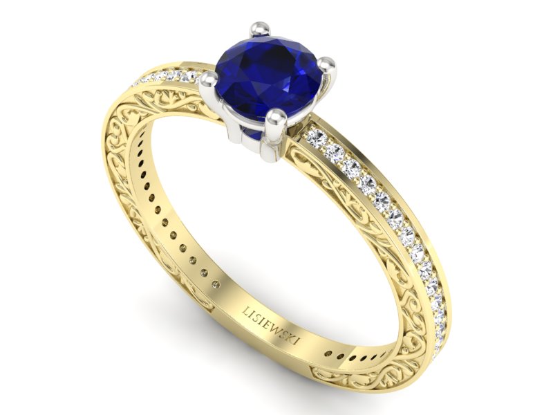 Złoty pierścionek ze spinelem i brylantami - p16279zbsp - 3