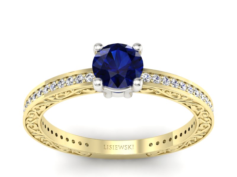 Pierścionek z szafirami i diamentami - p16279zbsz - 1