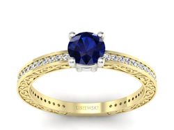 Pierścionek z szafirami i diamentami - p16279zbsz