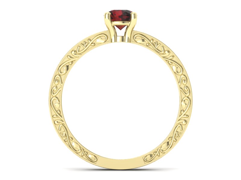 Złoty pierścionek z granatem i brylantami - p16279zgr - 2