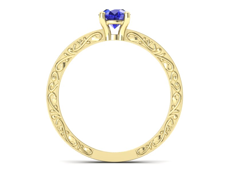 Złoty pierścionek z szafirem i diamentami - p16279zszc - 2