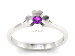 Pierścionek z ametystem w białym złocie 585 stylowy - p16285bat