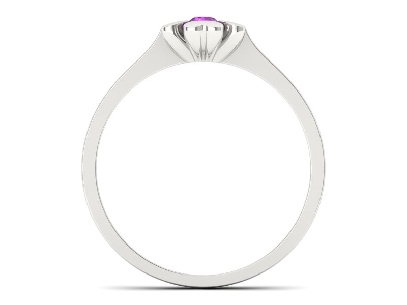 Pierścionek z ametystem w białym złocie 585 stylowy - p16285bat - 2