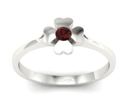 Złoty pierścionek z granatem w białym złocie wyjątkowy - p16285bgr