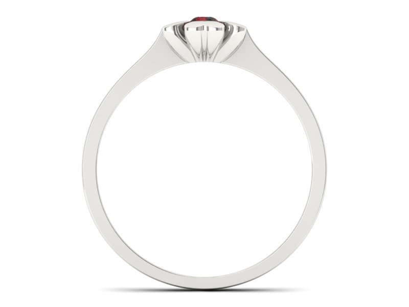 Złoty pierścionek z granatem w białym złocie wyjątkowy - p16285bgr - 2