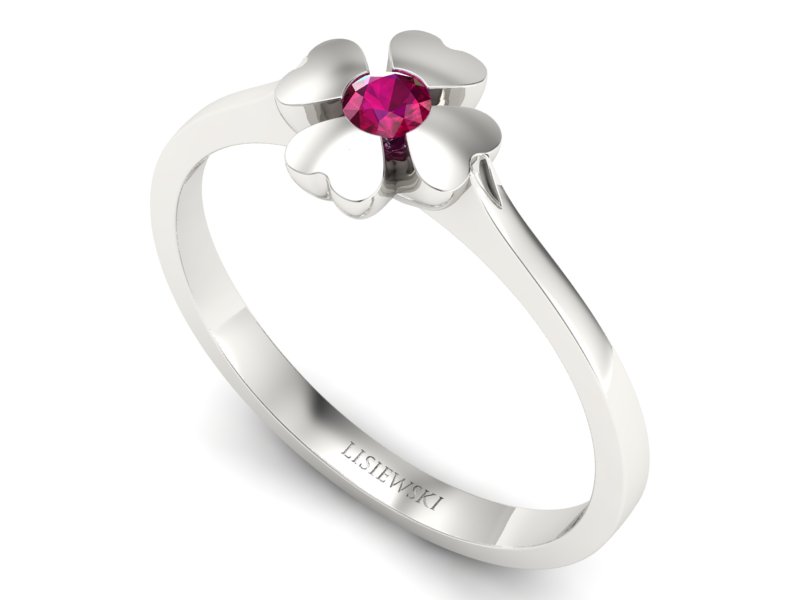 Złoty pierścionek z rubinem w białym złocie - p16285br - 3