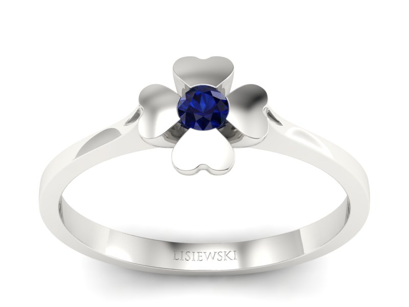 Pierścionek z szafirem brylantowym w białym złocie - p16285bsz - 1
