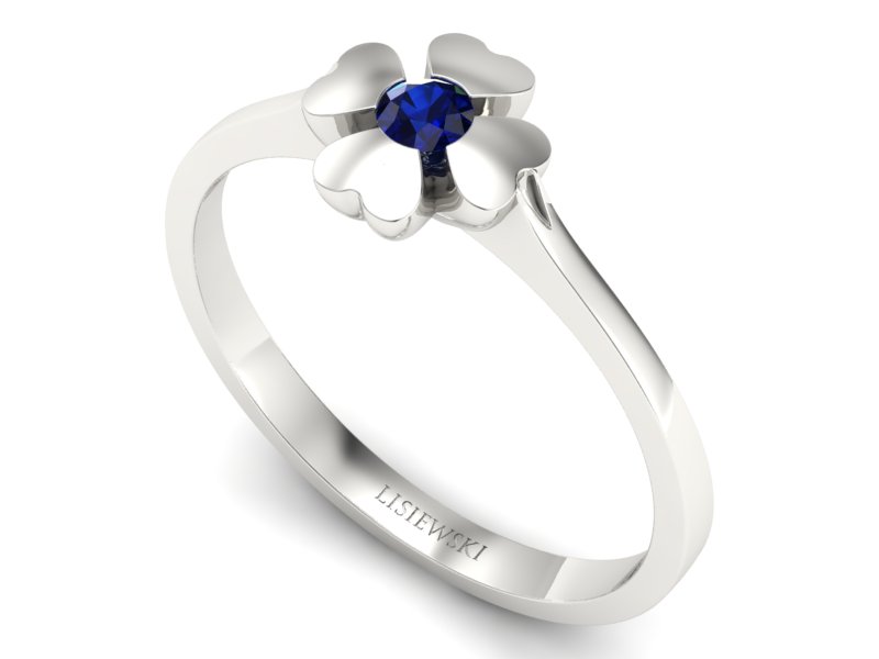Pierścionek z szafirem brylantowym w białym złocie - p16285bsz - 3