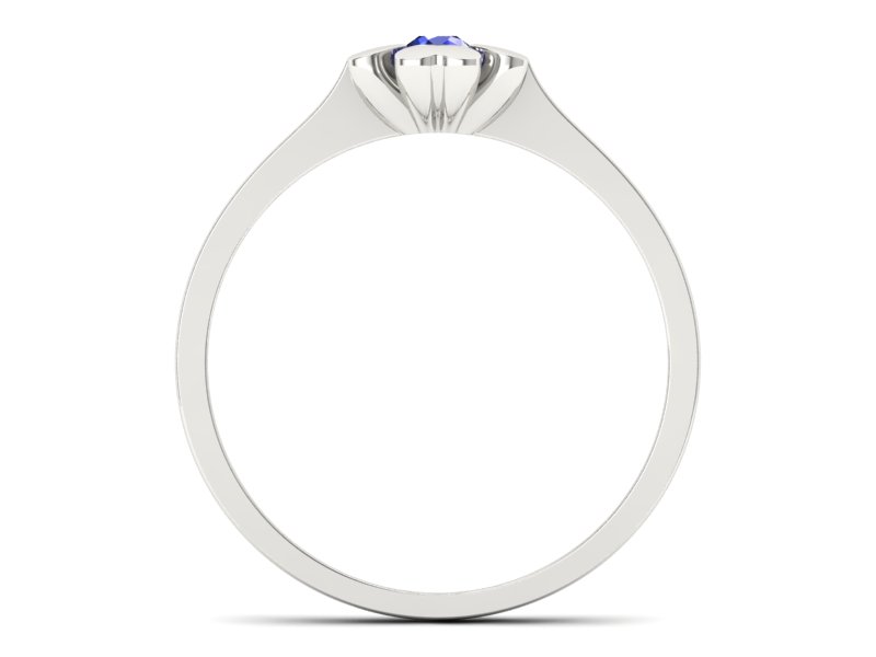 Złoty pierścionek z szafirem w białym złocie unikalny - p16285bszc - 2