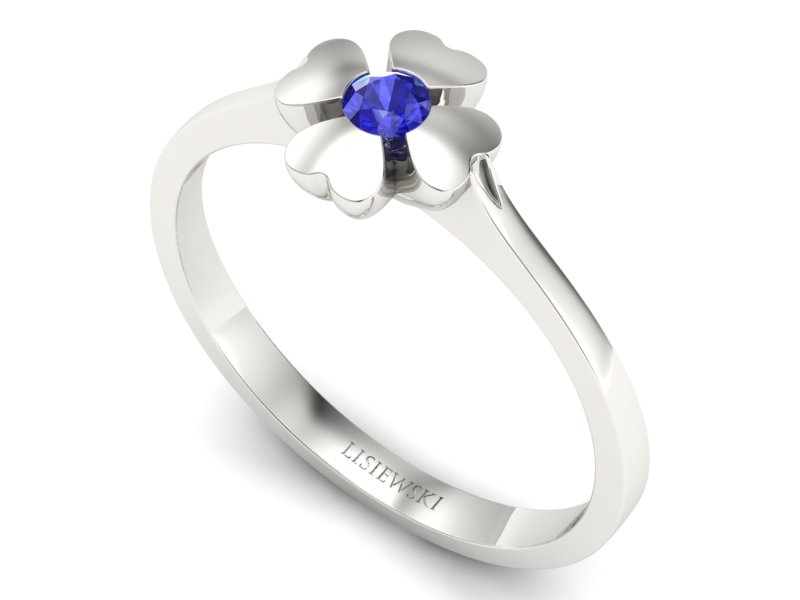 Złoty pierścionek z szafirem w białym złocie unikalny - p16285bszc - 3