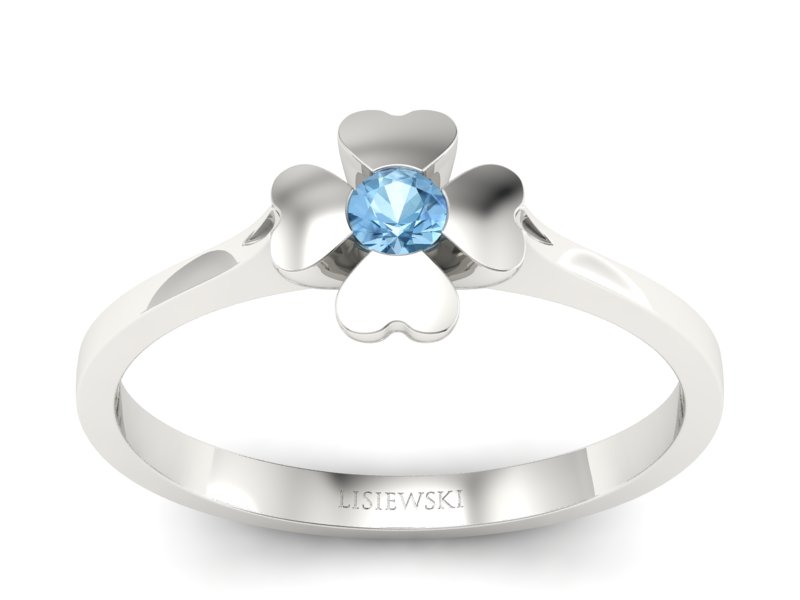 Luksusowy złoty pierścionek z topazem w białym złocie - p16285btp - 1