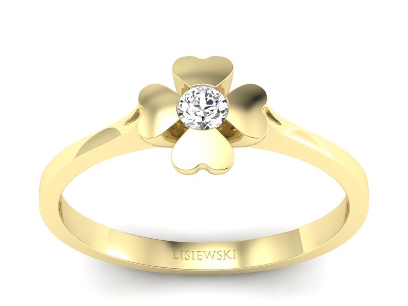 Pierścionek zaręczynowy z brylantem żółte złoto - p16285z - 1