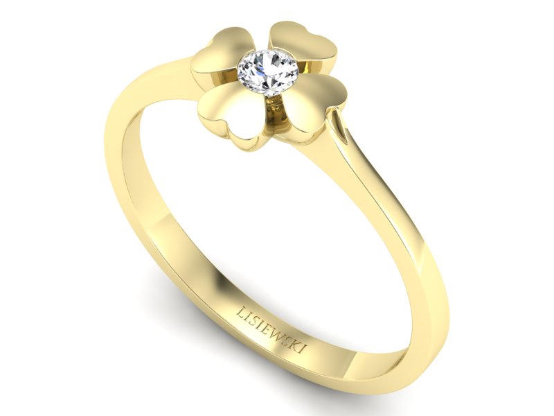 Pierścionek zaręczynowy z brylantem żółte złoto - p16285z - 3