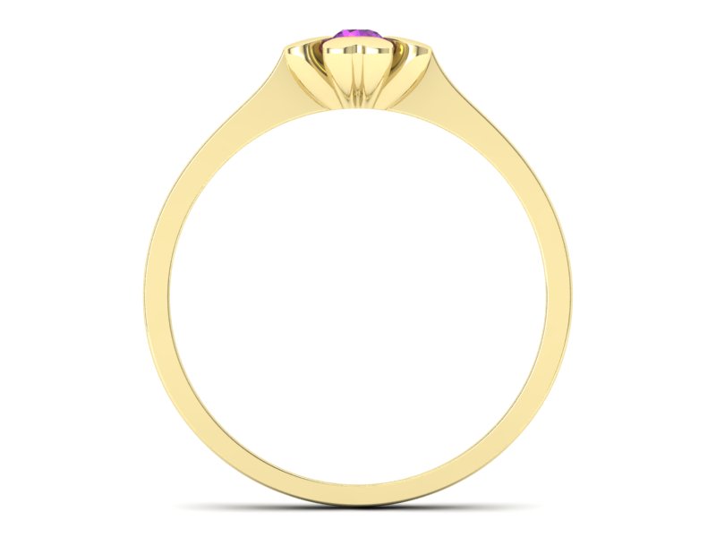 Złoty Pierścionek z ametystem żółte złoto 585 - p16285zat - 2