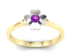 Pierścionek z ametystem żółte i białe złoto - p16285zbat