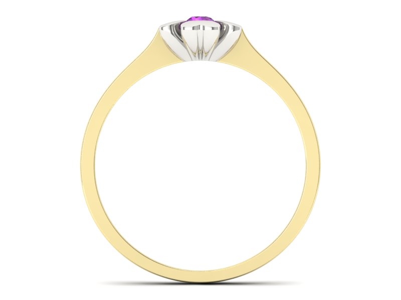 Pierścionek z ametystem żółte i białe złoto - p16285zbat - 2