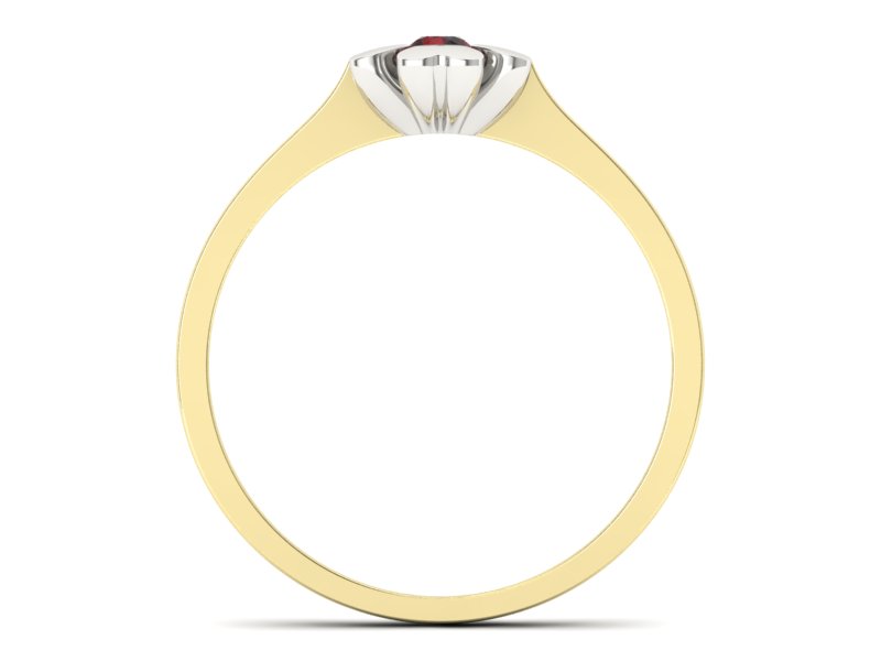 Pierścionek z granatem żółte białe złoto - p16285zbgr - 2