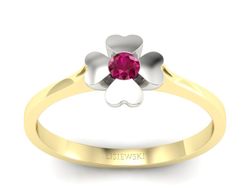 Pierścionek z rubinem żółte białe złoto - p16285zbr