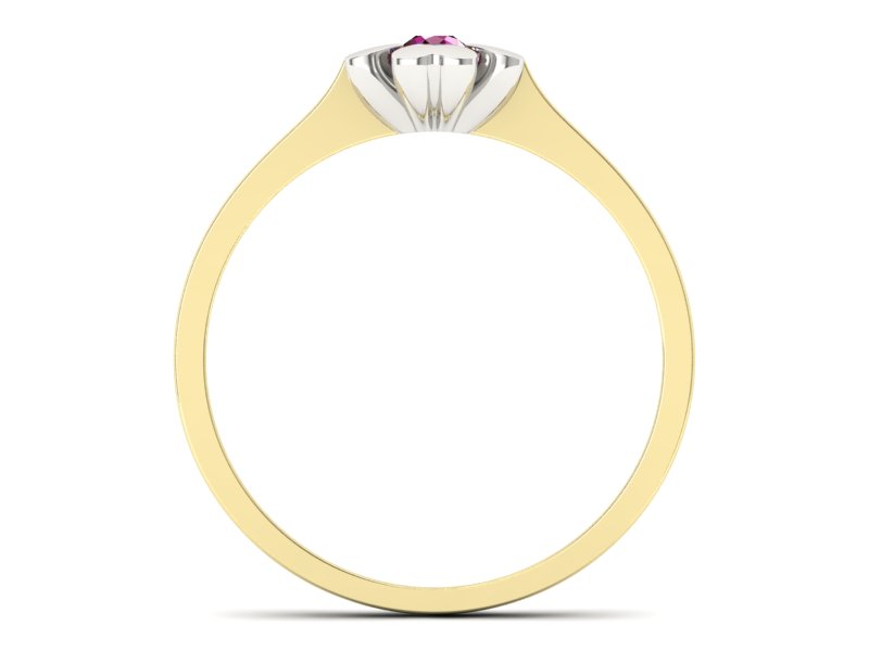 Pierścionek z rubinem żółte białe złoto - p16285zbr - 2