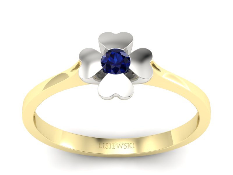 Pierścionek z szafirem żółte białe złoto 585 - p16285zbsz - 1